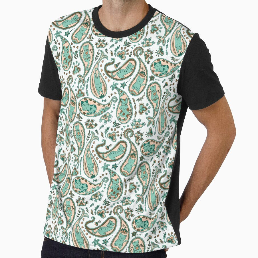 Paisley cats emerald green by pholiumsigma_design