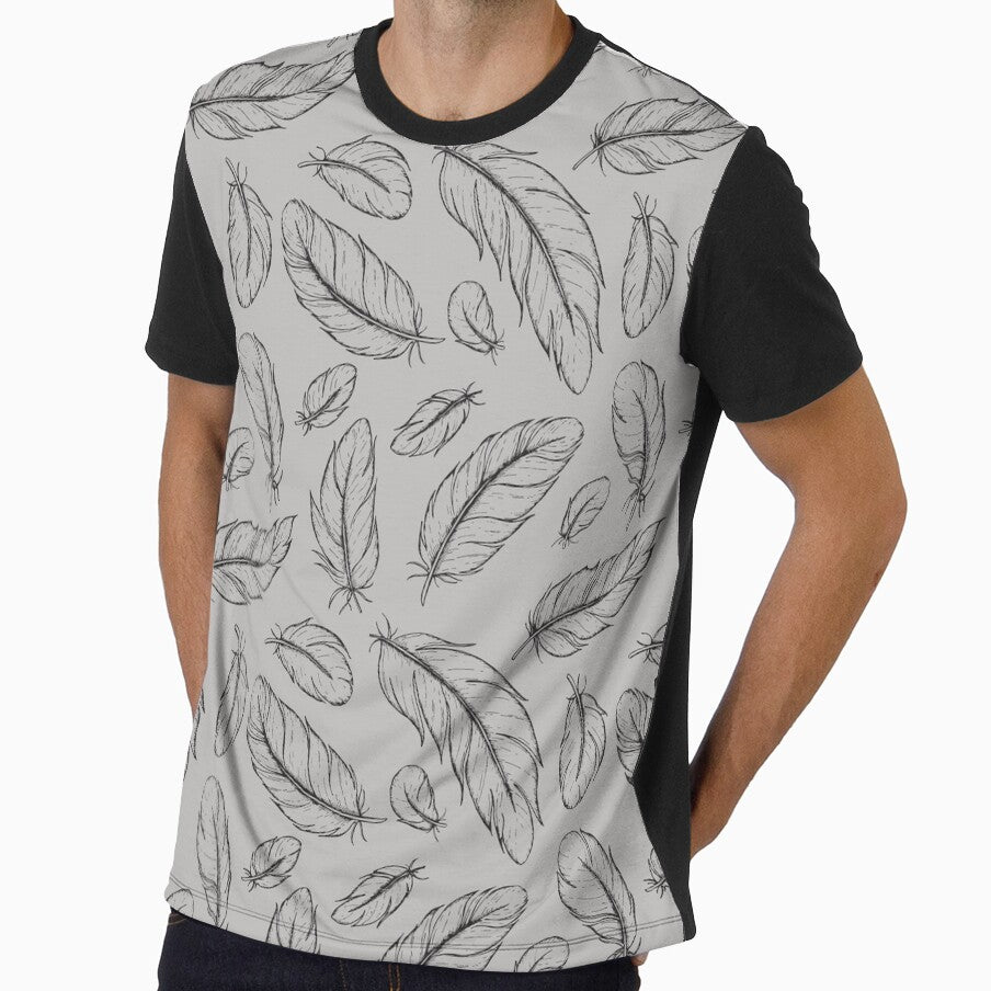 Parrot Feather All-over print (black on grey) by einsteinparrot