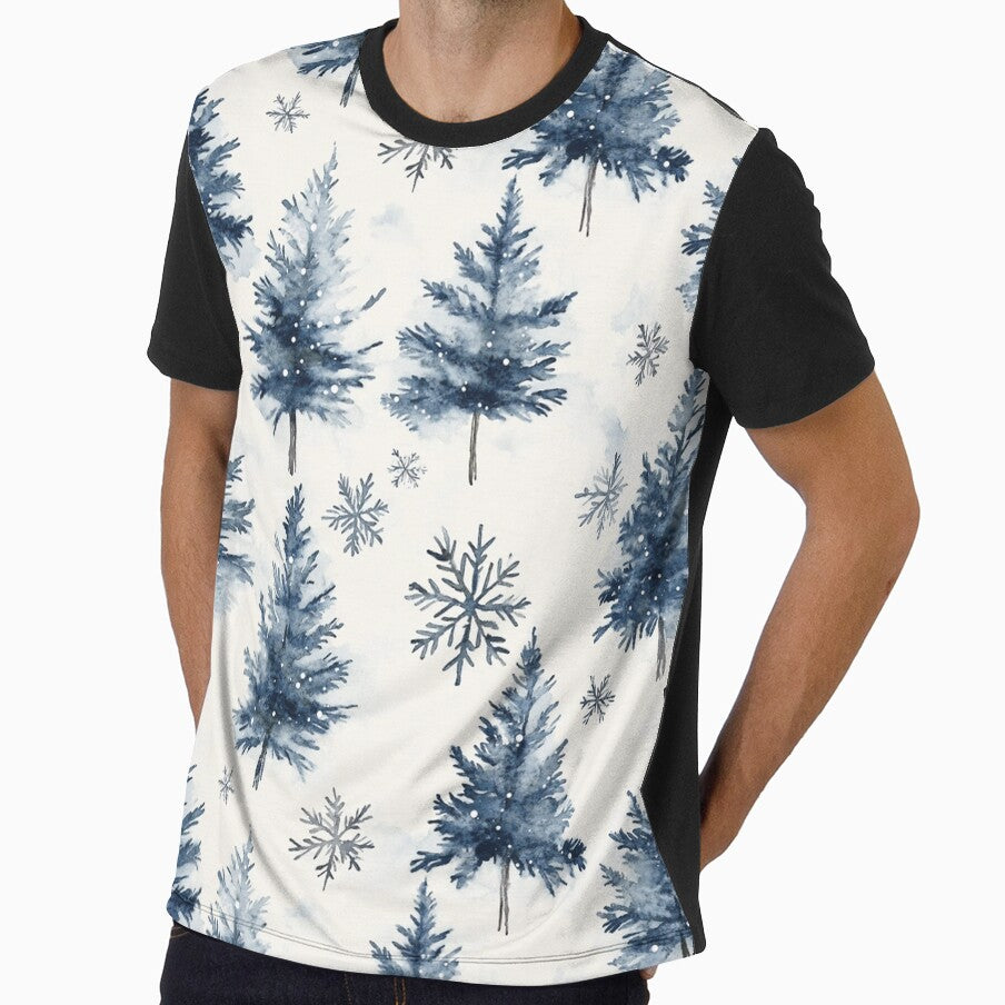 Blue White Winter Christmas Trees All Over by Feeling Artsy