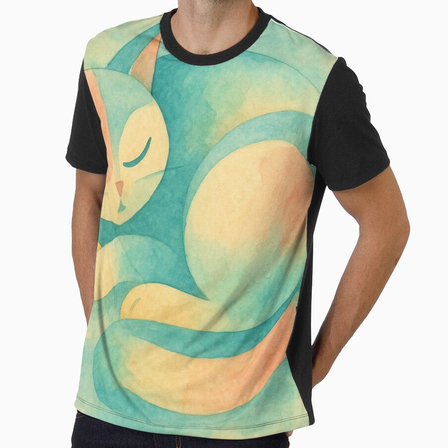 Pastel Dream Cat – Watercolor Coastal Nap Tee by Assassins Guild Trading Co.