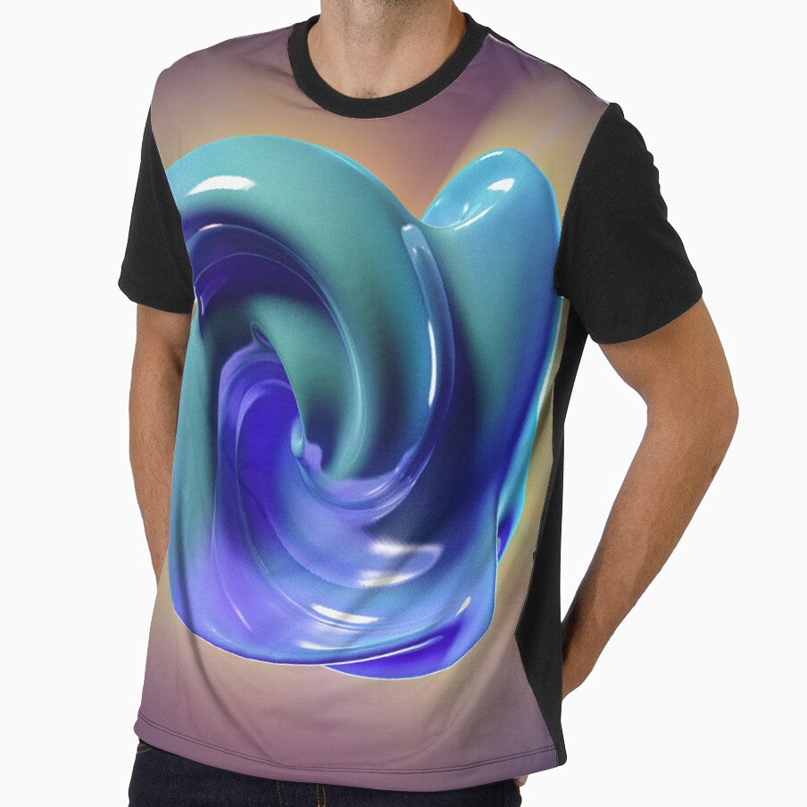 Abstract Fluid Metallic Shape Blue and Emerald by Keltoi-art