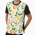 Citrus Fruit Oranges Branches Pink Flowers Watercolor All Over by Feeling Artsy