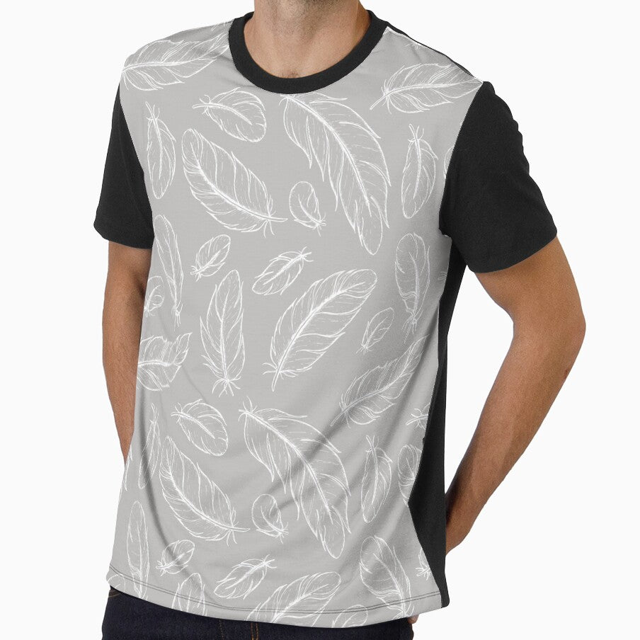 Parrot Feather All-over print (white on grey) by einsteinparrot