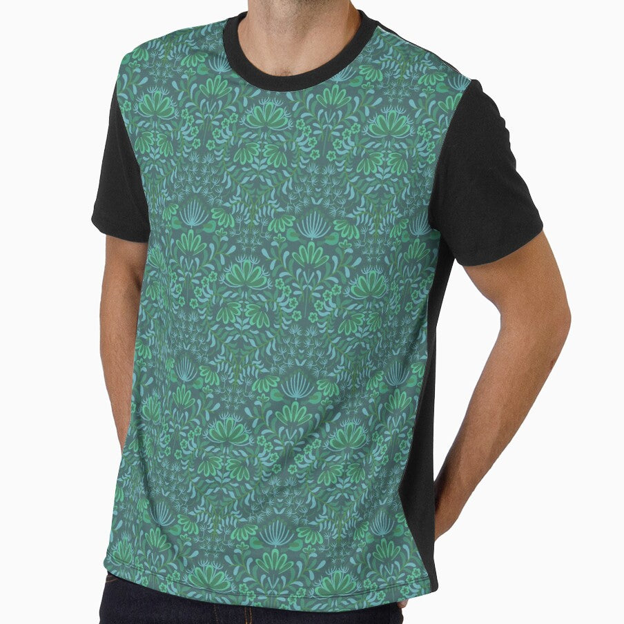Bird's Home- Deep Jungle Green-Deep Aquamarine by Fabricatemyart