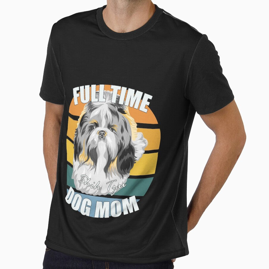 Full Time Shih Tzu Dog Mom- Retro Vintage Sunset by EvaWolf