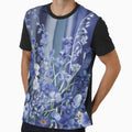 Blue flower pattern, watercolor design with stripes by patterncrow