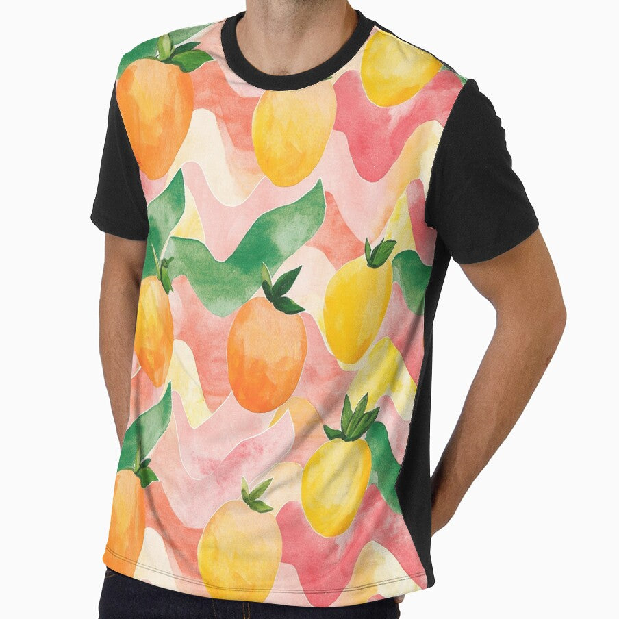 Citrus Fruit Oranges Lemons Pink Summer Watercolor All Over by Feeling Artsy