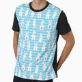Cute Pastel Easter Bunnies on a Blue Stripe Background by MMPlastic