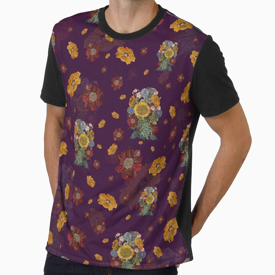 Bouquet flower seamless pattern on violet background by Yana Mustafina | Boho Soulful Designs