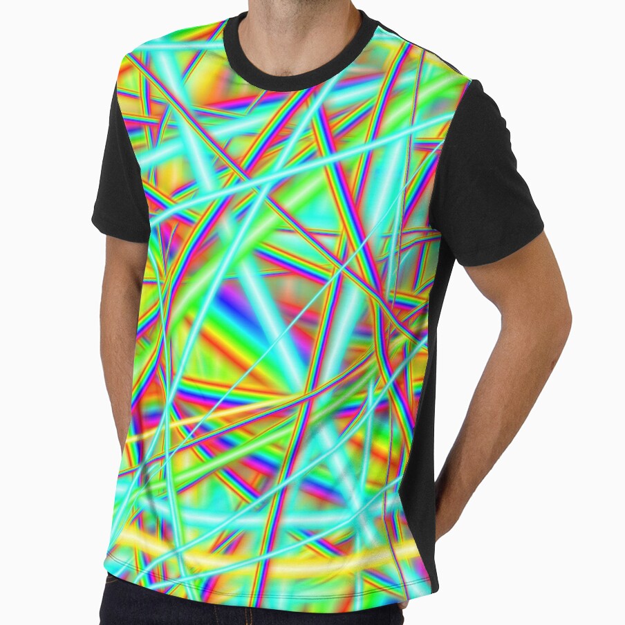 80s Rainbow Neon Strobe Light Abstract Pattern by Deborah Camp