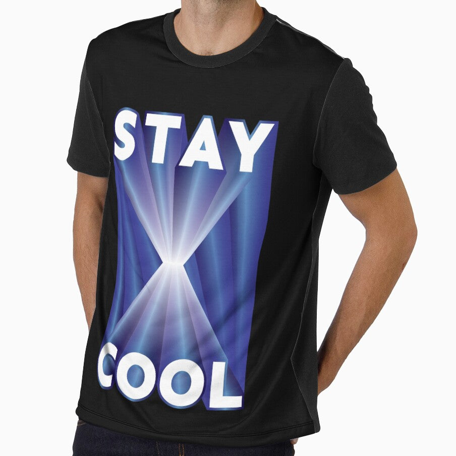 Stay Cool 3D text blue hour glass 3D background by hockeng