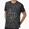 Gray Damask Floral Pattern Print by RKA-Products