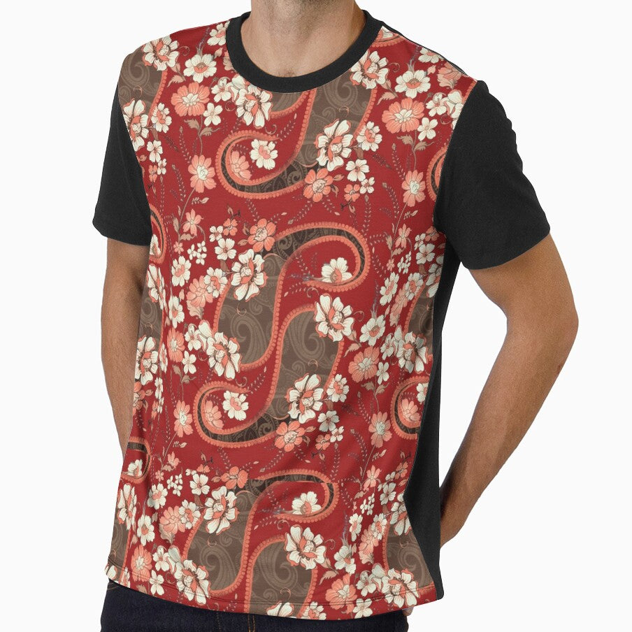 Crimson Paisley Garden Elegance -  Flowers and Paisleys by Wishing-Wings