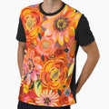 Vibrant orange flower pattern, painting, all over by patterncrow