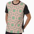 Green and Coral Abstract Starbursts Mid Century Geometric by Sweet  Zoe Shop
