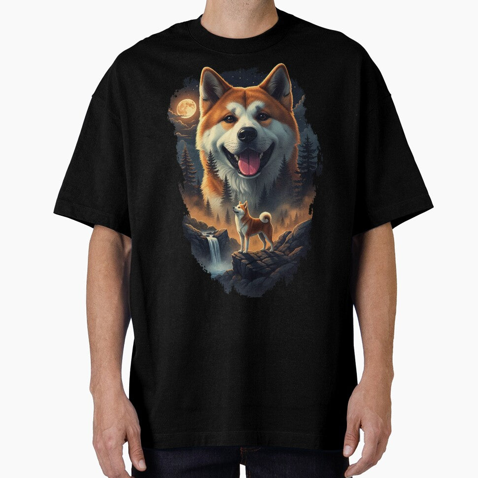 Vintage 90S Akita Inu Howling At The Moon by Stotee