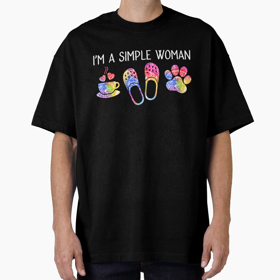 I'm A Simple Woman Slipper Coffee Dog Paw Tie Dye by 26funy
