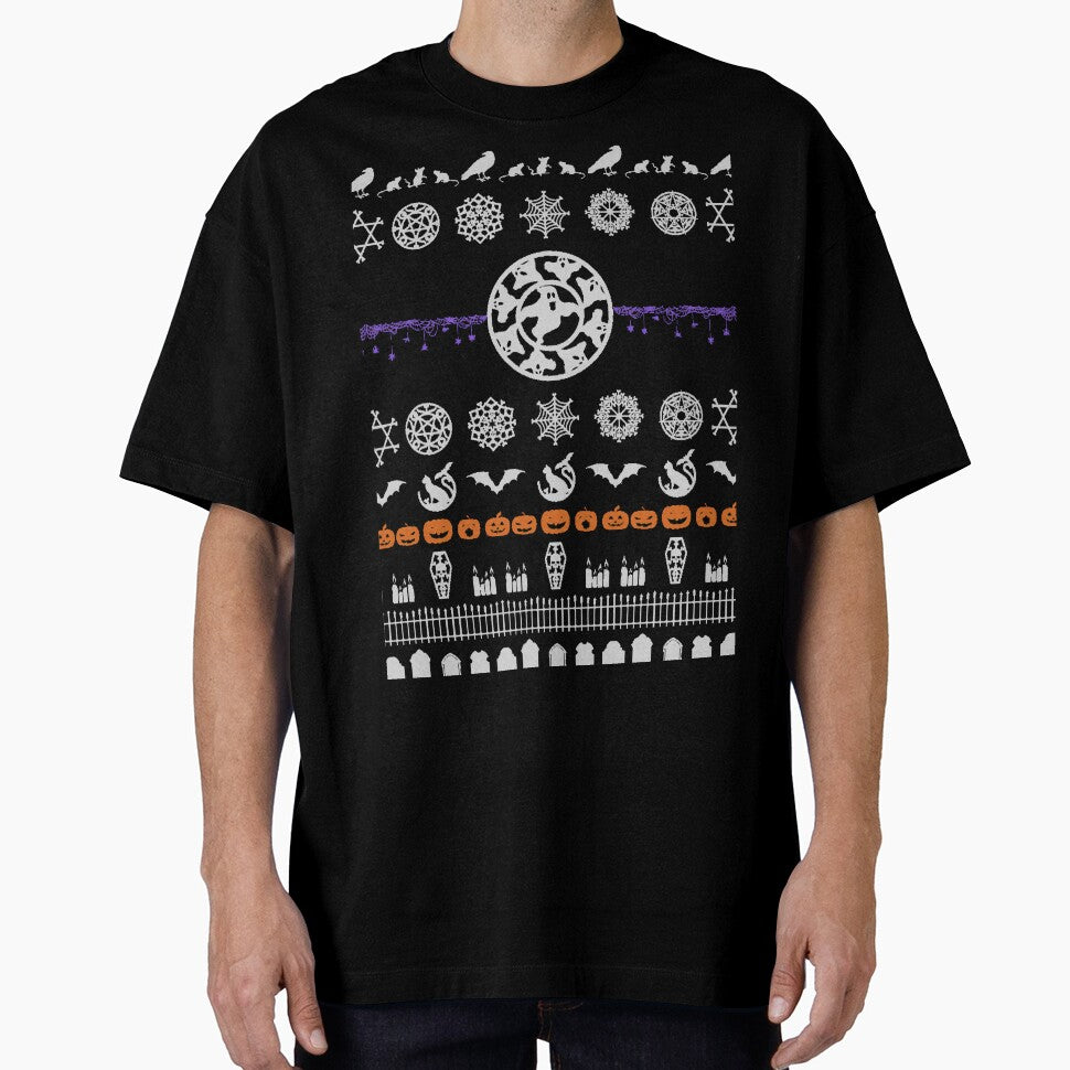Halloween Ugly Christmas Sweater Pattern | Xmas Goth Design | Brighter Ver by VampyreZen