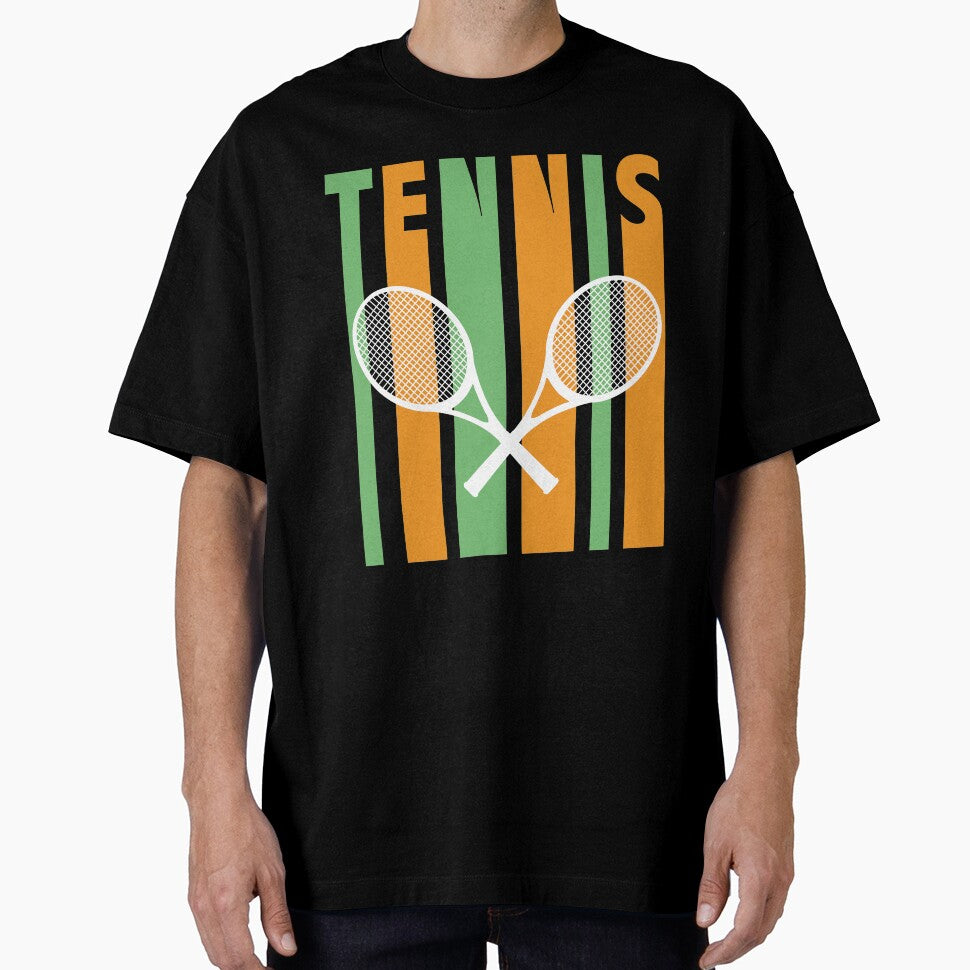 Retro 1970's Style Tennis Player Silhouette Novelty T-Shirt by Bendthetrend