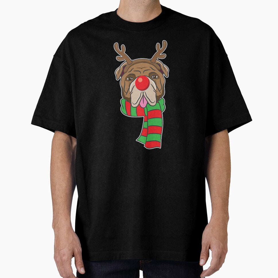 Funny Christmas Dog Xmas Reindeer Bulldog Holiday Gift by haselshirt