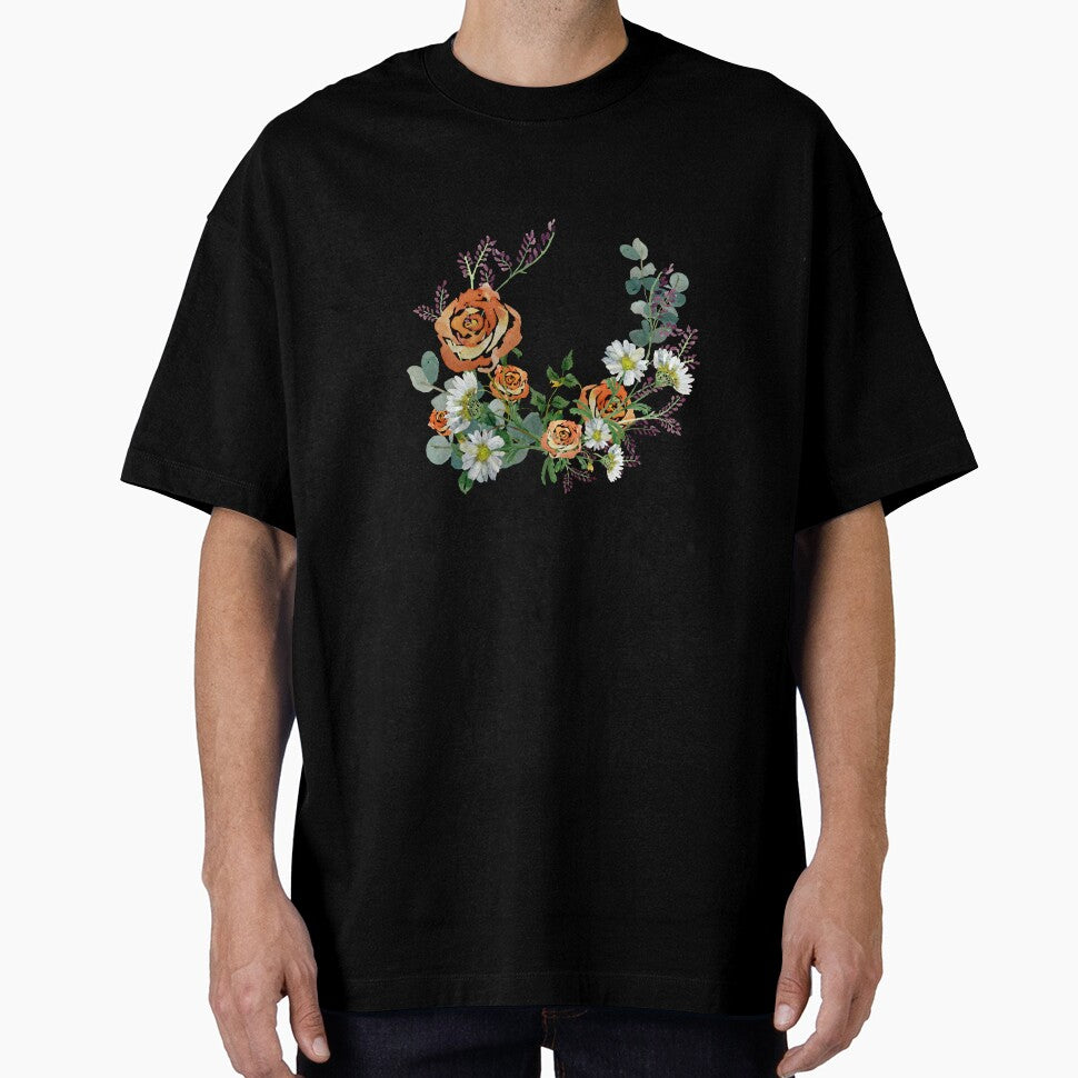 Flower rose daisy branch design a watercolor black by Yana Mustafina | Boho Soulful Designs
