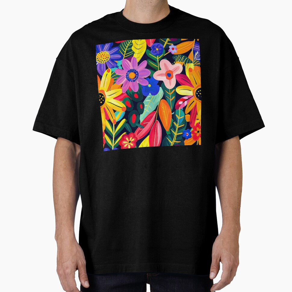 Funky Retro 1960's Hippie Colorful Flowers Design Art by DEC02