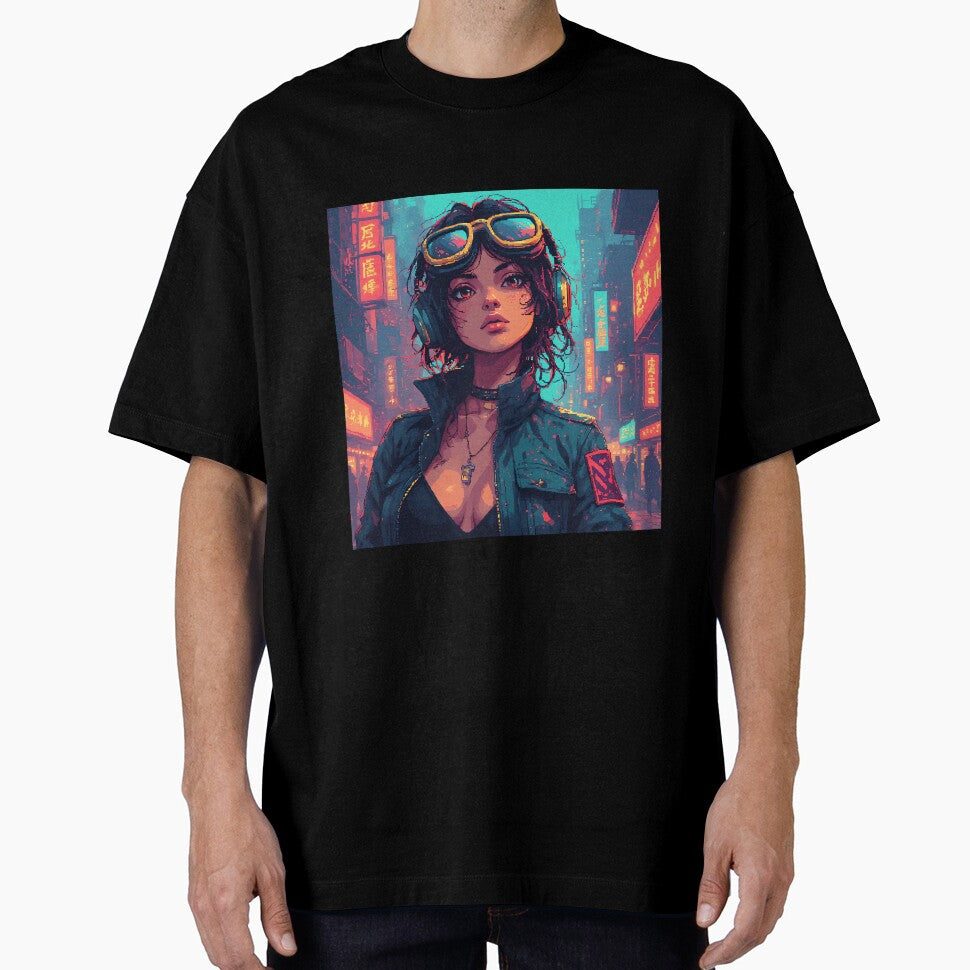Retro Pixel Art Beautiful Girl In Cyberpunk by pexoboy