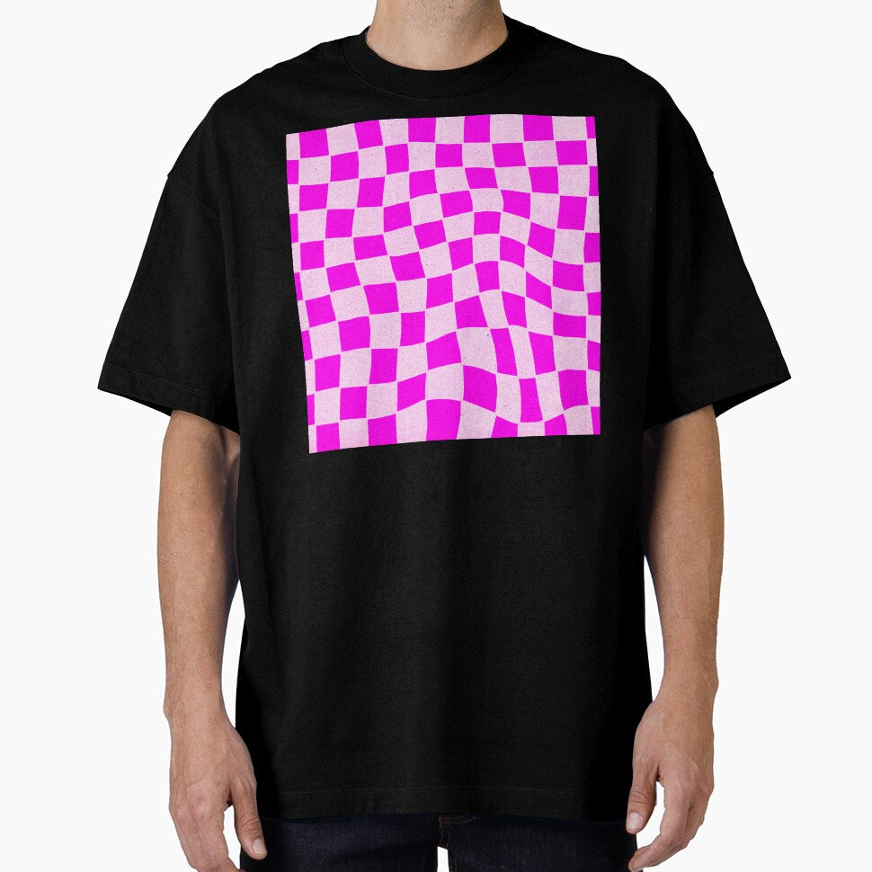 Y2K Neon Pink On Pink Checkered Wavy Pattern by DEC02