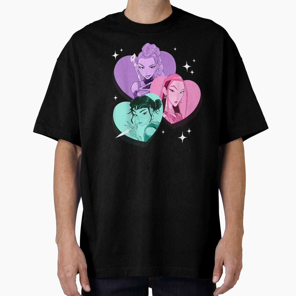KPop Demon Hunters Anime Style Girl Power Heart Trio Aesthetic For Fans by LizzyKeiko