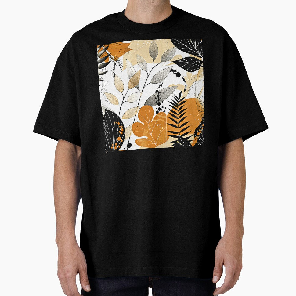 Boho-Inspired Earth Tone Leaves Aesthetic Abstract Art by DEC02