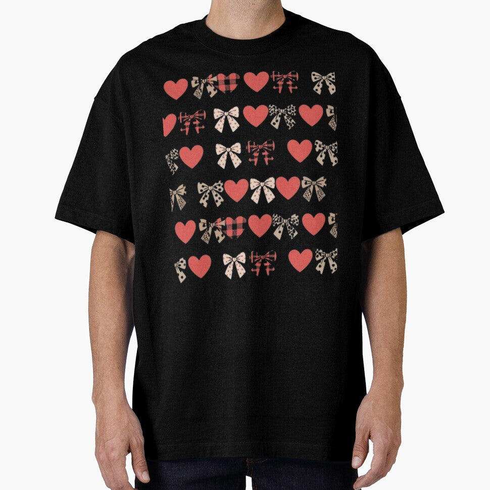Valentine Coquette Hearts & Bows T-Shirt | Leopard Print Bow Aesthetic Shirt | Girly Valentine Outfit by Youpiworld