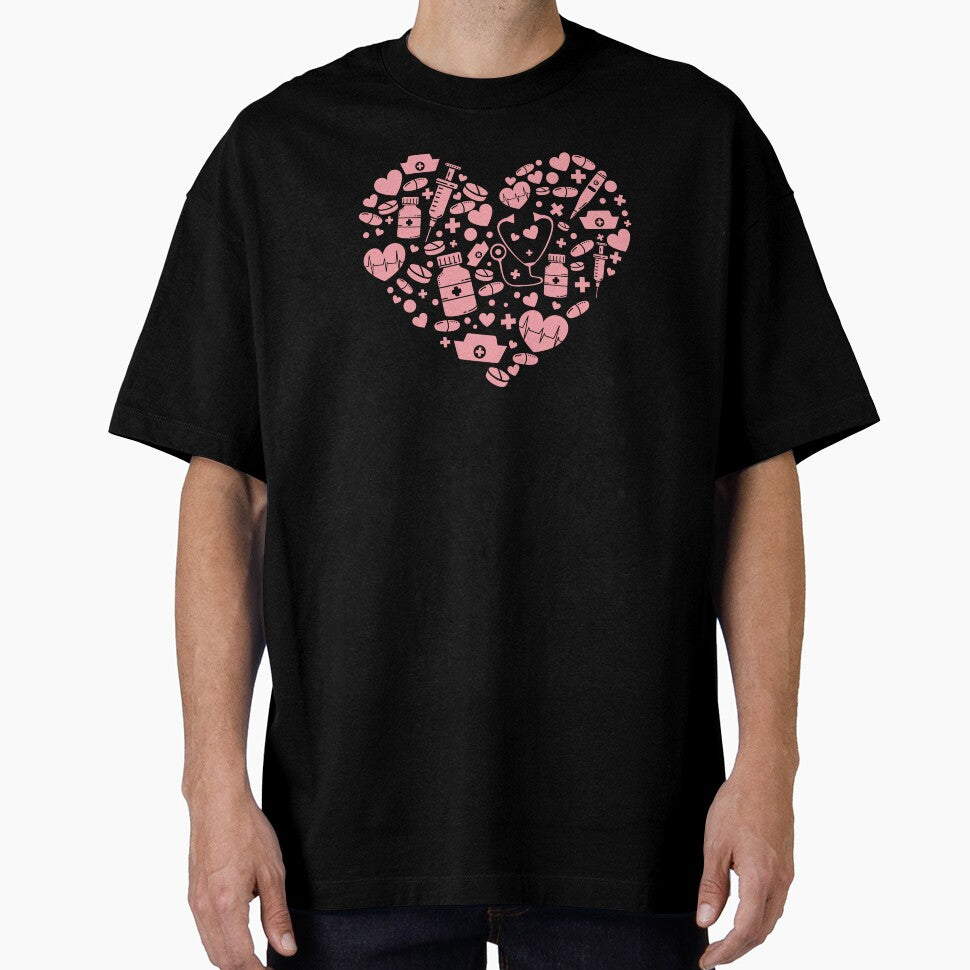 Healthcare Heart Silhouette: Pink Medical Icons Collage by Polarisofficial