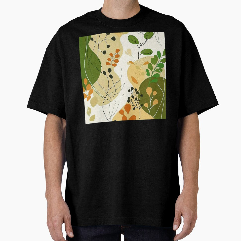 Boho Abstract Leaves Art In Green And Earthtones by DEC02