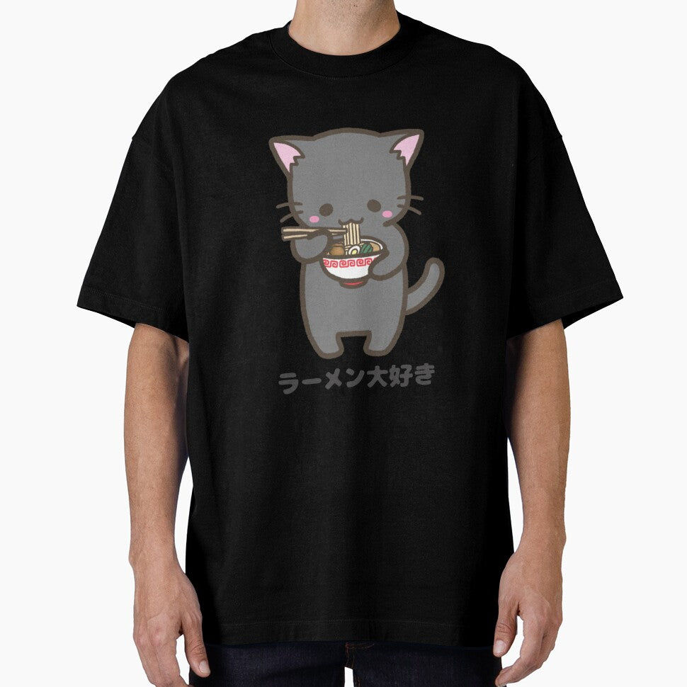 Cute Cat Eating Ramen, Kawaii Japanese, Gift for Ramen Lover, Gift for Cat Lover by famington