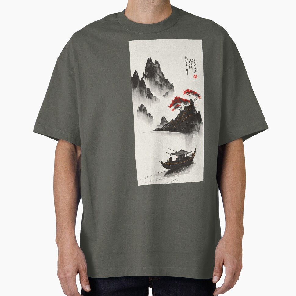 A Muted Chinese Ink Art T-Shirt by ROYALBIRDS