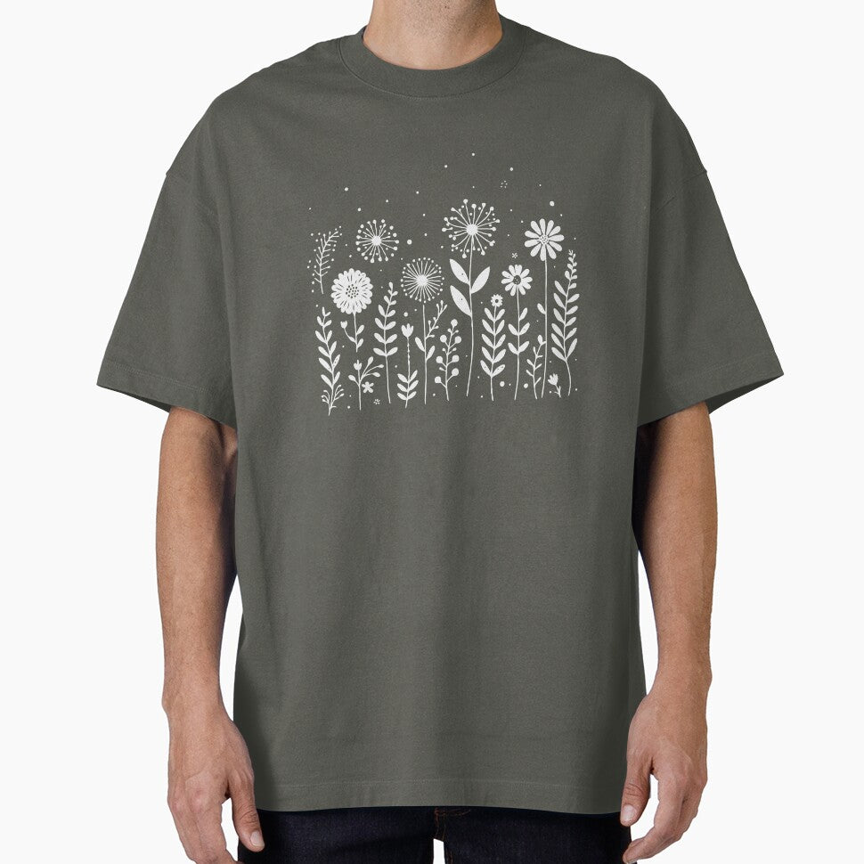 Minimalist Floral T-Shirts, Gifts for Women, Flowers Crewneck Sweatshirt, AestheticTees, Floral Shirts for Women, Wild Flowers Graphic Tees by teecraftstudios