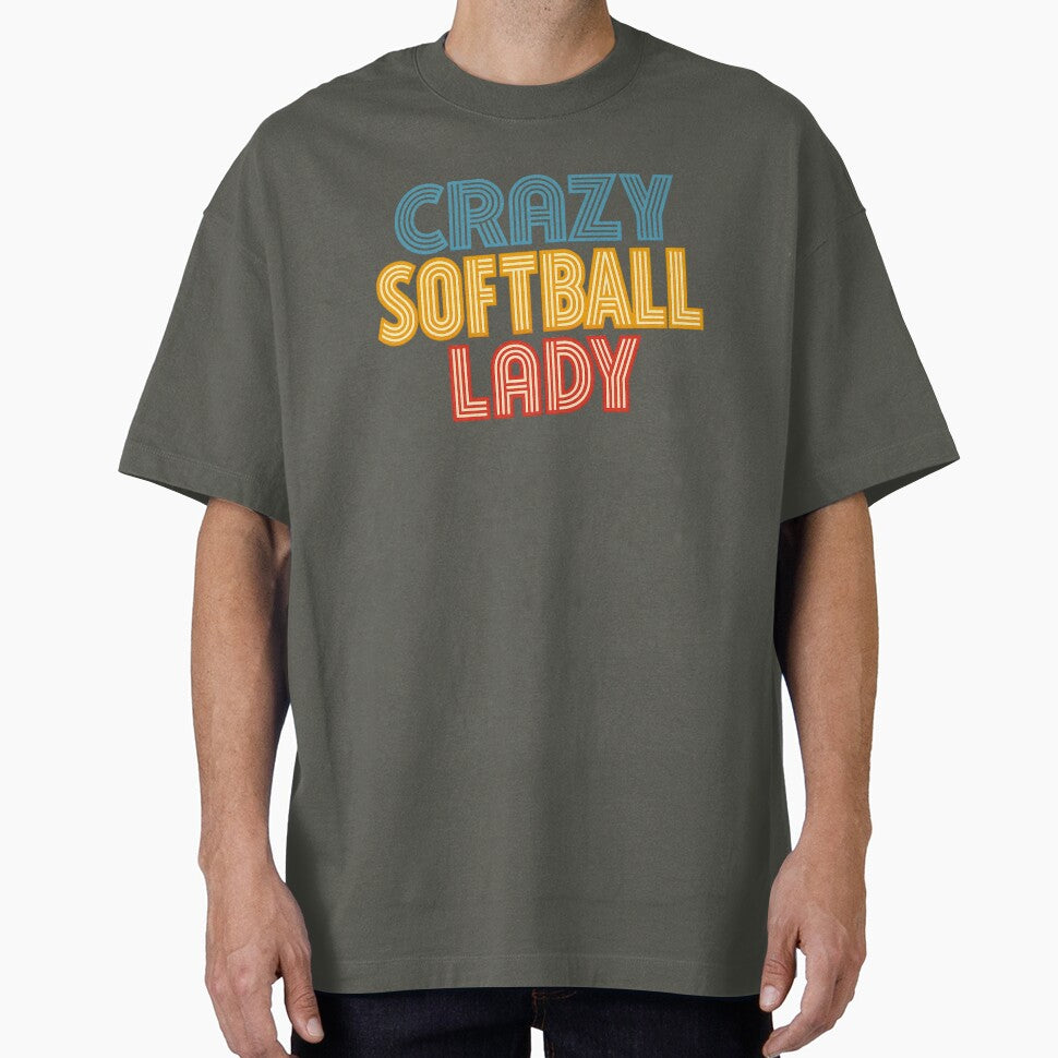 Crazy Softball Lady Retro Softball Mom Humor Player Fan Vintage Softball Typography Graphic by Azulinyo