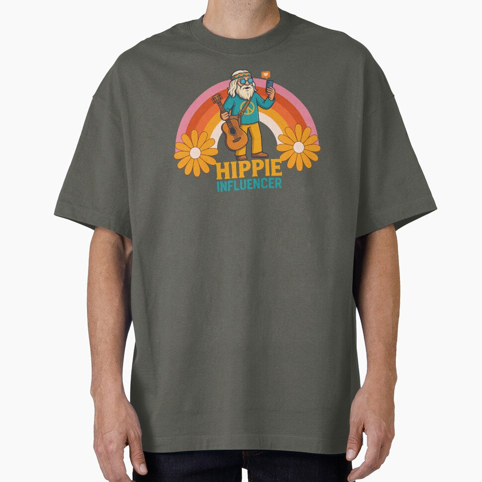 Elderly White Hippie Influencer – Funny Retro Selfie Design by Lunaria Arts