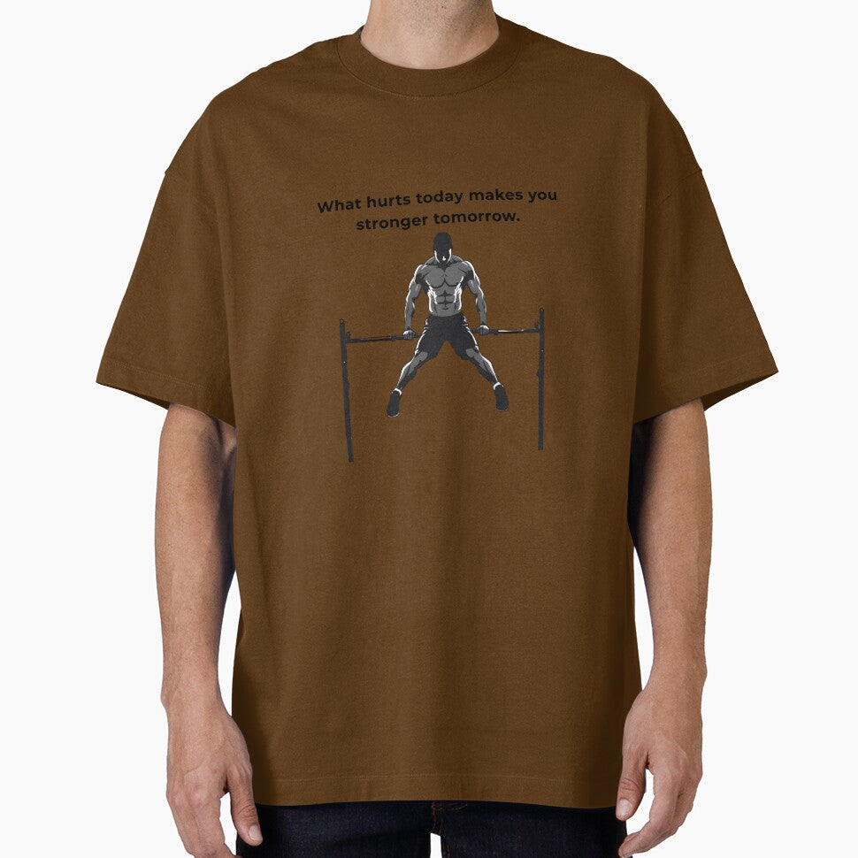 Bodyweight Training Motivation Shirt Stronger Every Single Day | Yellow Dips Gym Motivation Shirt | Calisthenics Warrior premium HD Sticker Design by MillionaireGenZ ⭐⭐⭐⭐⭐ (5.0)