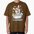 Corgi Bubble Bath Time – Cute Dog Illustration by Pastel-Pulse