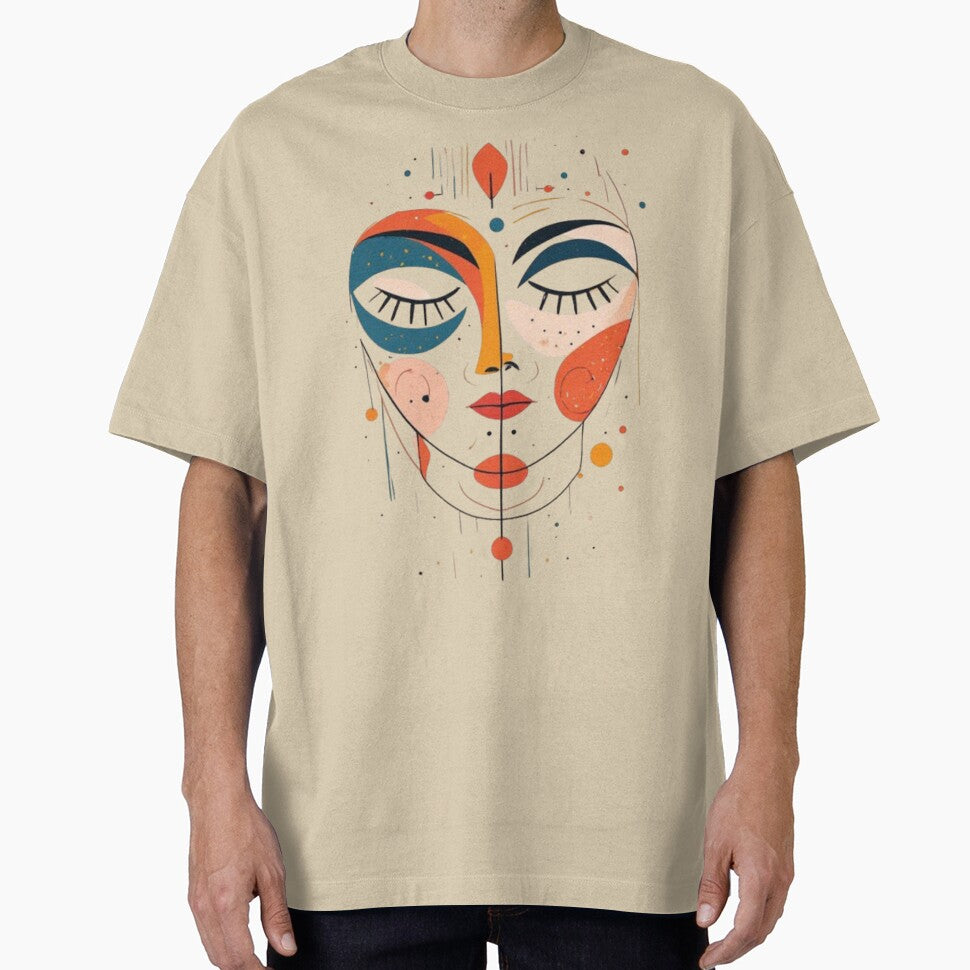 Modern Art Minimalist Face – Colorful Abstract Line Art, Contemporary Multicolor Illustration, Cute Aesthetic Design by Ditstyle