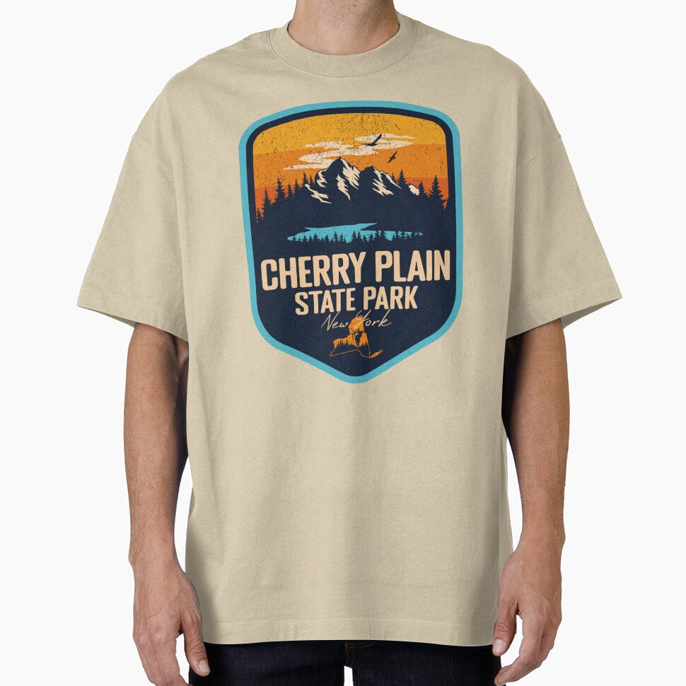 Cherry Plain State Park New York - NY Sunset Grunge Texture Badge Forest and Wilderness by mountainfad