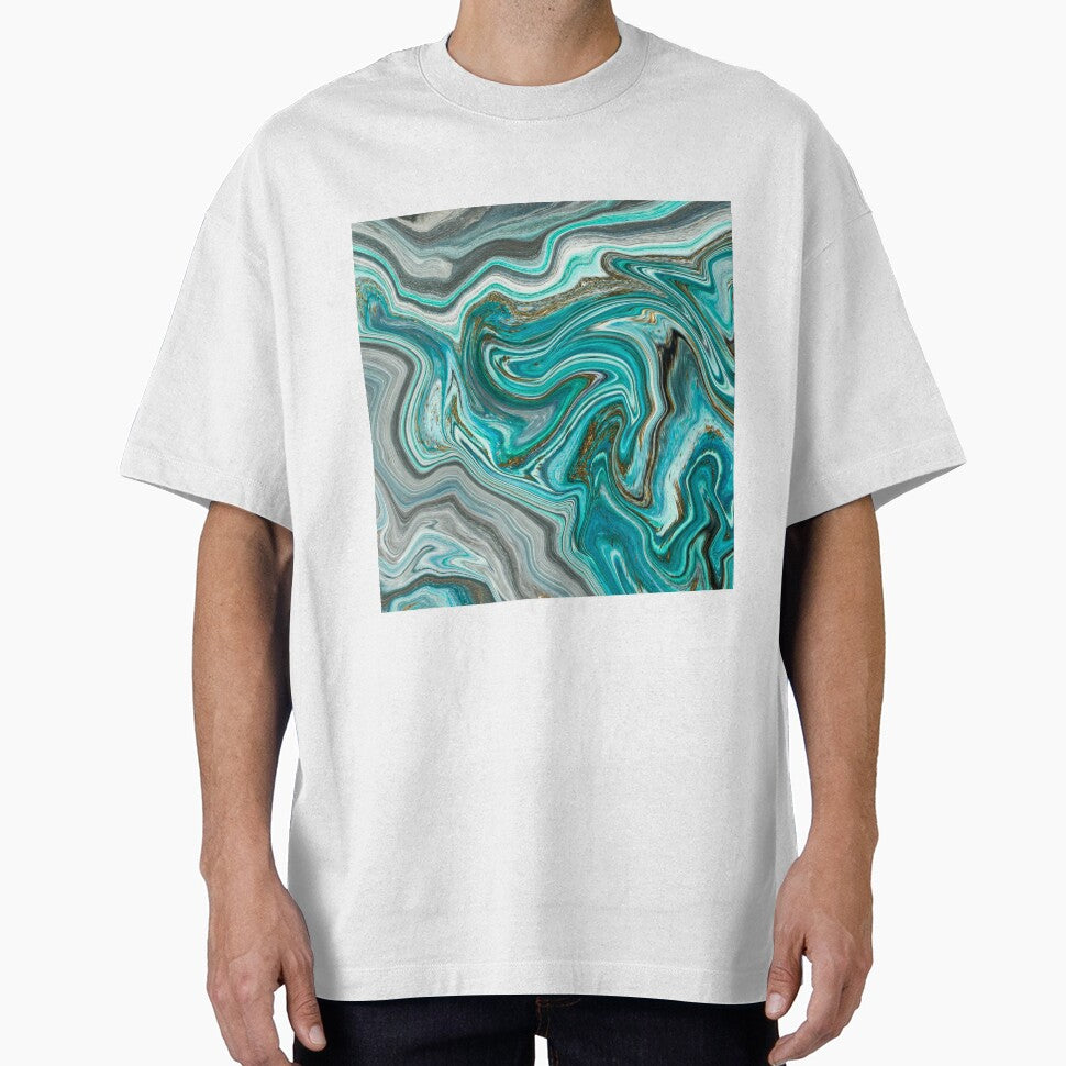 Agate Abstract Teal, Gray, White, Brown Swirl Pattern by silviaol