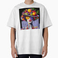 Whimsical Pop Art Female Wearing Purple Fruit Hat by DEC02