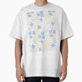 BOHO BOXY MODERN FLOWER PATTERN PASTEL BLUE BEIGE by blomastudios
