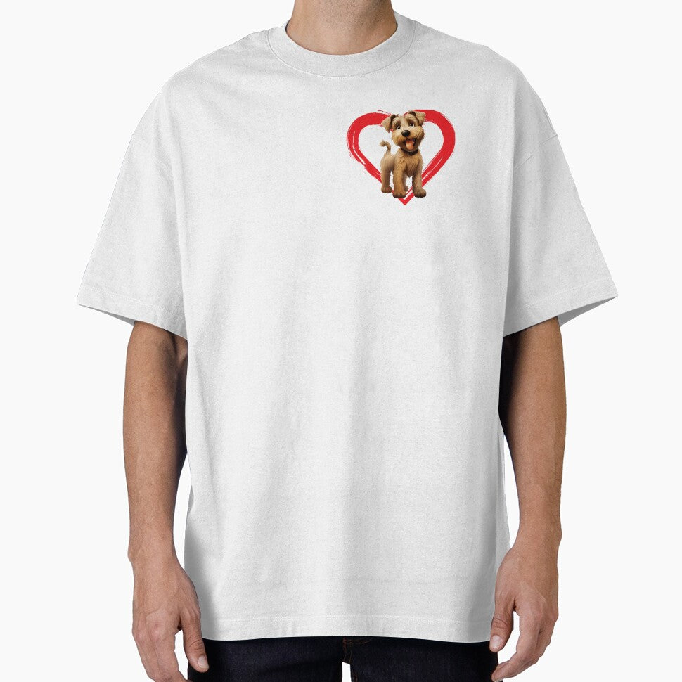 Soft Wheaten Terrier Cartoon in Love Heart swoosh by For Dog Sake!®