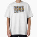 Modern Native American style white, yellow, and blue yarn knitting pattern. by Nengsang