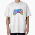 Neon Gaming Controller T-Shirt – Colorful Gamer Aesthetic Tee by Rivistudio