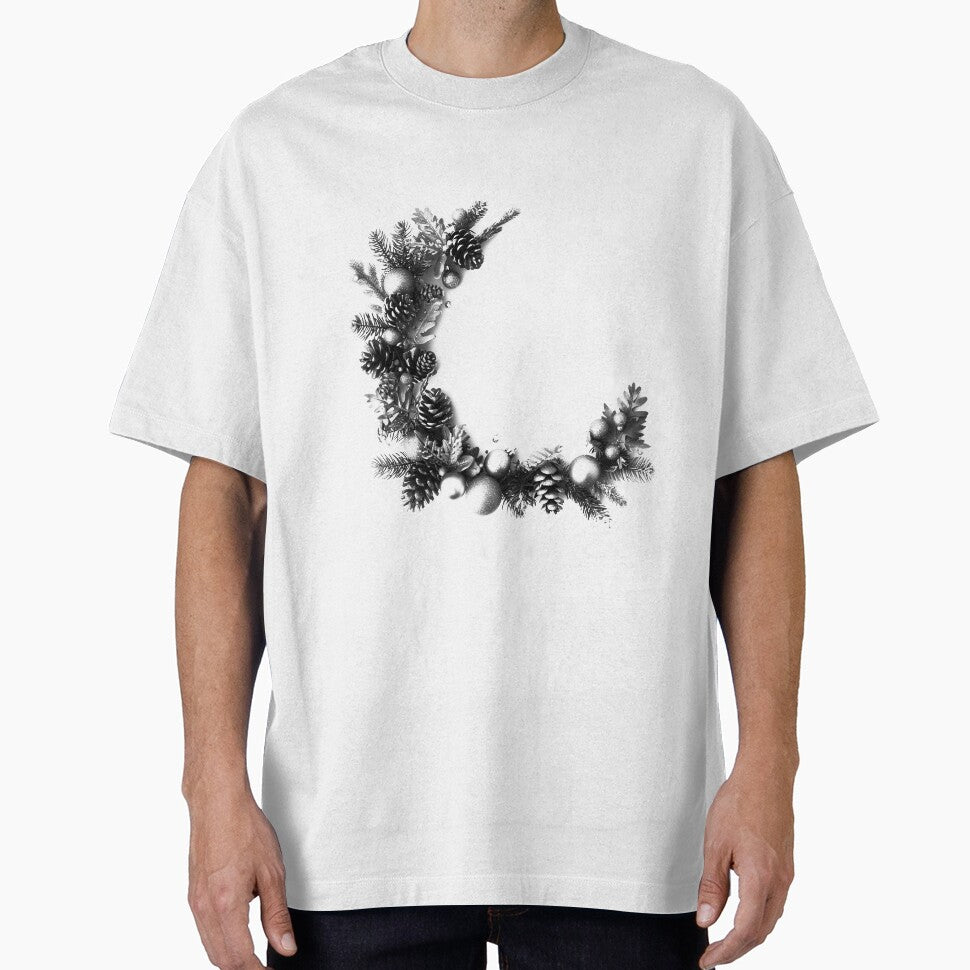 Pinecone Christmas Wreath Corner – Black and White Holiday Illustration by inkoutninja