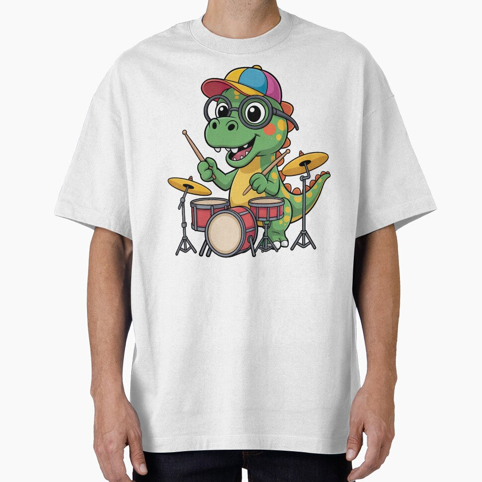 Cartoon Dinosaur, Cartoon Dinosaur Playing Drums by graphic-genie